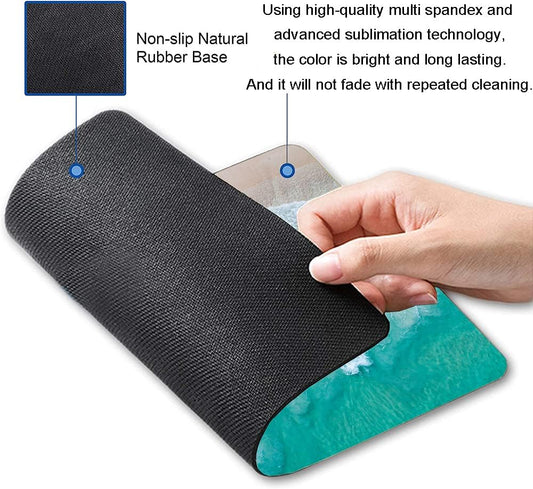 Beach Mouse Pad Custom Design, Square Waterproof Non-Slip Rubber Base Mouse Pad for Office Laptop, 9.5"x7.9"x0.12" Inch (Sea Waves)