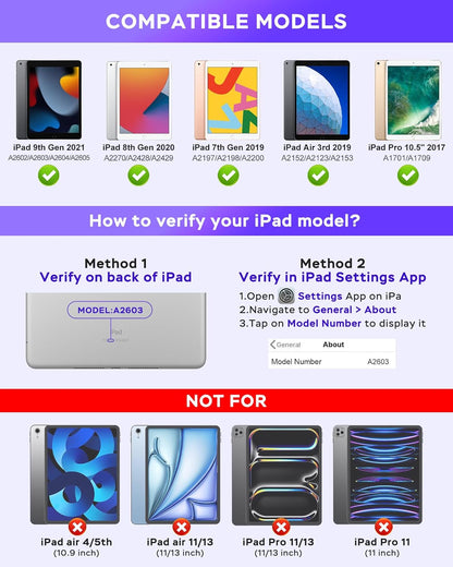 Case for iPad 9th/8th/7th Generation with Keyboard 10.2 Inch,360° Rotatable Magnetic Keyboard Case,Pencil Holder&Grooves Design,7 Color Backlit Detachable Wireless Keyboard(Purple)