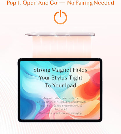 Stylus Pen for Apple iPad 6-11th Generation(2018-2025),3X Battery Life, USB-C Fast Charging (10 Min), iPencil, Tilt & Palm Rejection, Compatible w/6-10/11th iPad Pencil,Pro (M2/M4), Air, Mini