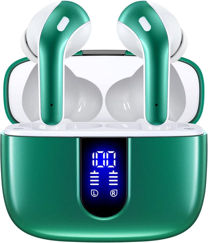 TAGRY Bluetooth Headphones True Wireless Earbuds 60H Playback LED Power Display Earphones with Wireless Charging Case IPX5 Waterproof in-Ear Ear buds with Mic for TV Smart Phone Laptop Computer Sports