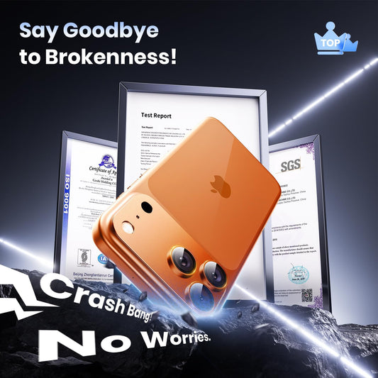 Hoerrye for iPhone 17 Pro Camera Lens Protector - [12FT Shatterproof Military Grade] [Strong Adsorption] Top 9H+ Tempered Glass Camera Screen Full Protective Cover Case Friendly,Cosmic Orange