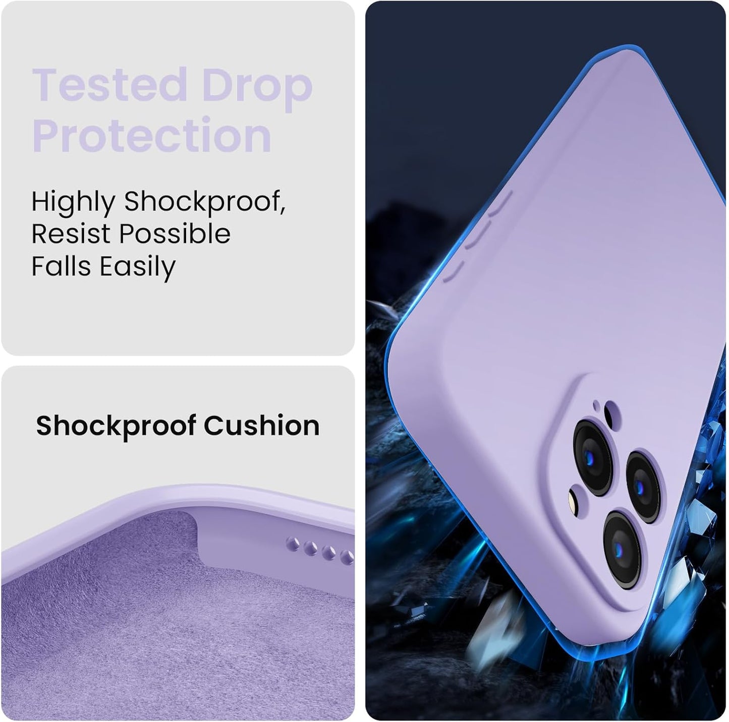 FireNova Designed for iPhone 15 Pro Case, Silicone Upgraded [Camera Protection] Phone Case with [2 Screen Protectors], Soft Anti-Scratch Microfiber Lining Inside, 6.1 inch, Clove Purple