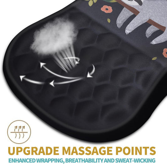 Hokafenle Ergonomic Mouse Pad Wrist Support with Massage Design, Wrist Rest Pain Relief Mousepad with Memory Foam&Non-Slip PU Base, Mouse Pads for Wireless Mouse & Desk (12x8 inch,Cute Sloth)