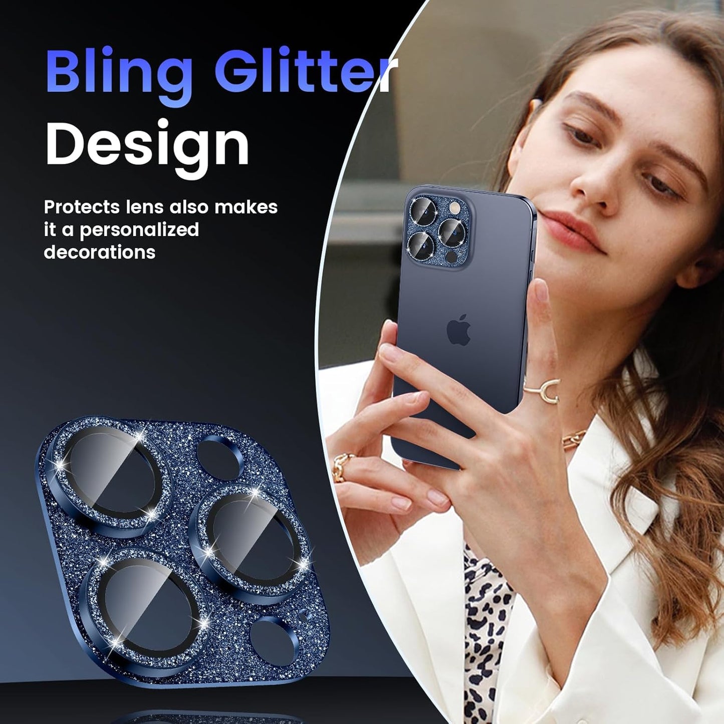 Tensea for iPhone 16 Pro/iPhone 16 Pro Max/iPhone 15 Pro/iPhone 15 Pro Max Camera Lens Protector, Metal Aluminum Alloy Tempered Glass Cover Camera Screen Protector Accessories, Case Friendly