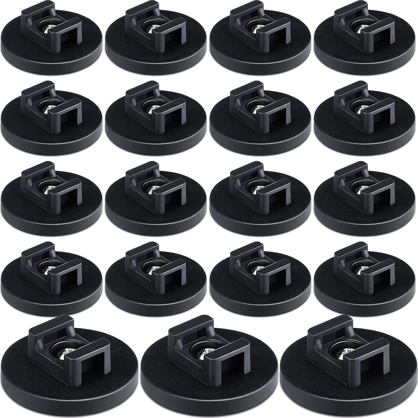 Yookeer 20 Pcs Magnetic Zip Tie Mount Base Black Magnetic Cable Clips Wire Holder Multipurpose Cable Ties Management Base Electrical Supplies for Wire (43 mm)