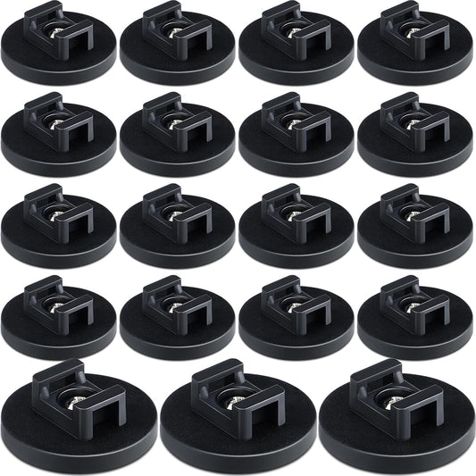 Yookeer 20 Pcs Magnetic Zip Tie Mount Base Black Magnetic Cable Clips Wire Holder Multipurpose Cable Ties Management Base Electrical Supplies for Wire (43 mm)