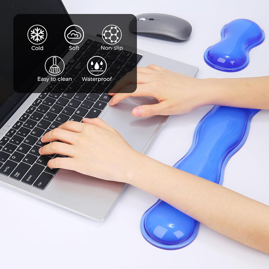 Gel Wrist Rest for Keyboard and Mouse, Wrist Rest for Keyboard, Mouse Wrist Support, Pain Relief, Cool Touch, Non-Skid, Mouse Wrist pad