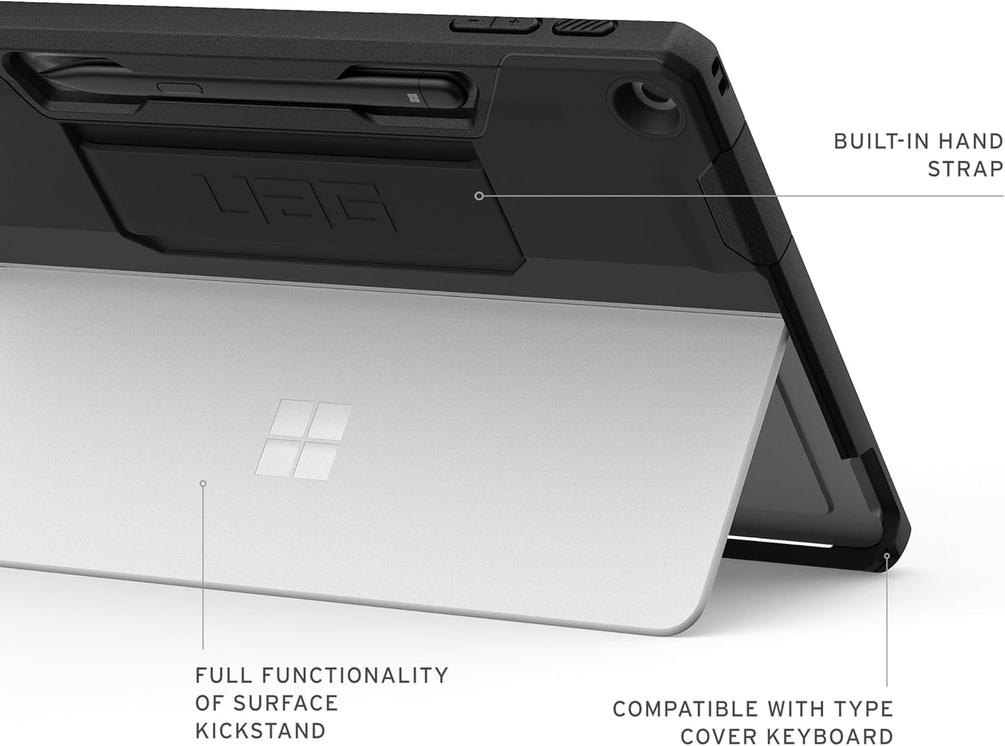 URBAN ARMOR GEAR UAG Designed for Microsoft Surface Pro 1st Edition 12" Case - Rugged Protective Cover with Built-in Handstrap & Pen Holder Military Grade Drop Proof, Scout Black