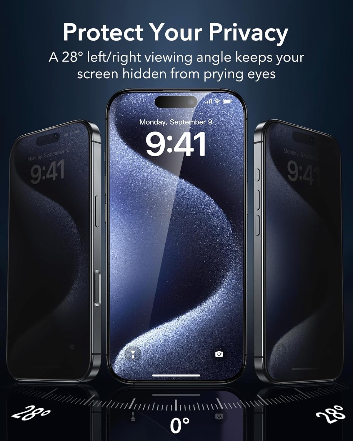 ESR 3 Pack for iPhone 15 Pro Max Privacy Screen Protector, Anti-spy Tempered-Glass Privacy Screen Protector with Flawless Fit Tray, Micro-curved Edges, Case Friendly
