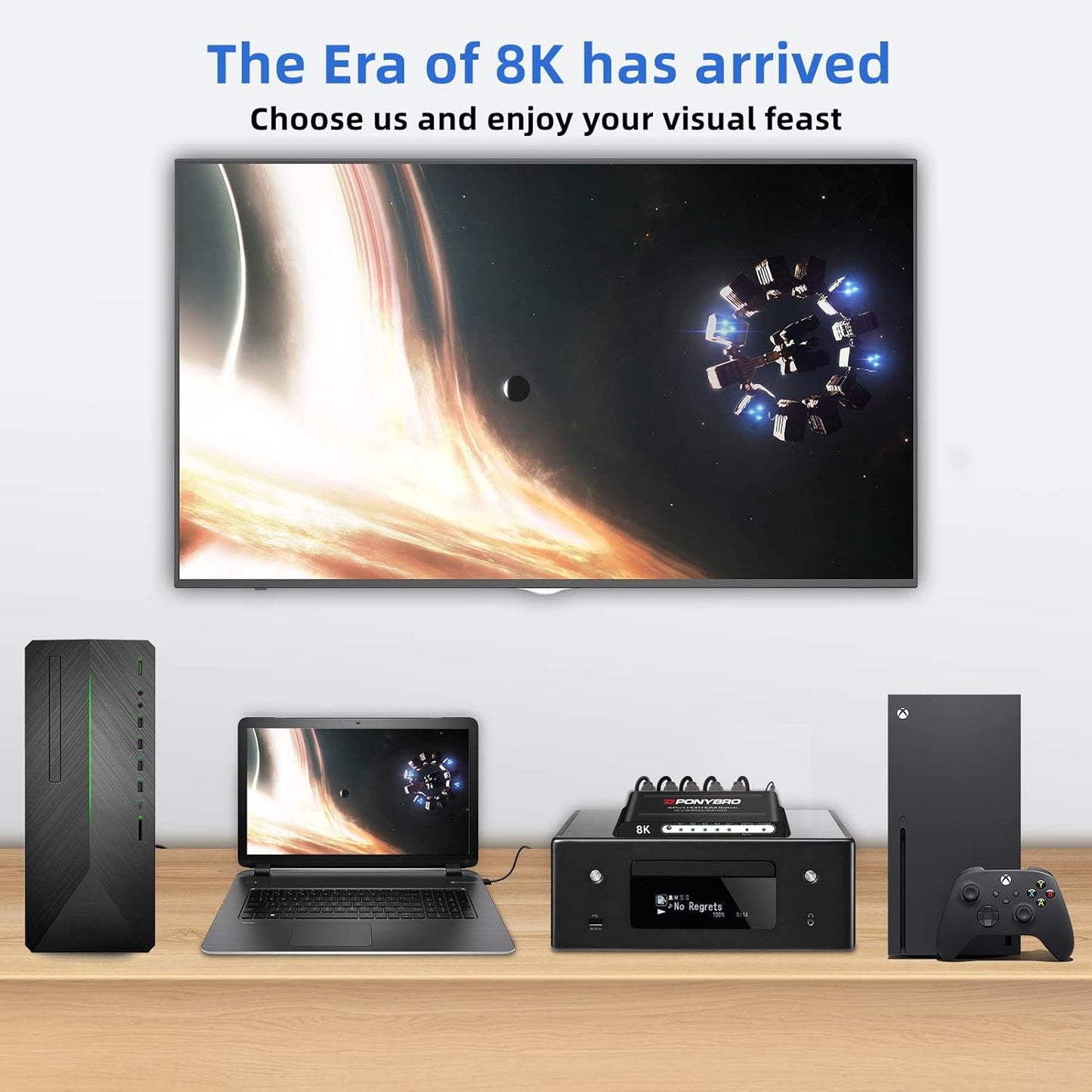 HDMI Switch 8K 4 Port – HDMI 2.1 48Gbps Auto-Switching, 8K@60Hz/4K@120Hz, HDR10+/Dolby Vision, for PS5/Xbox/PC/Apple TV, Zero Latency with Remote