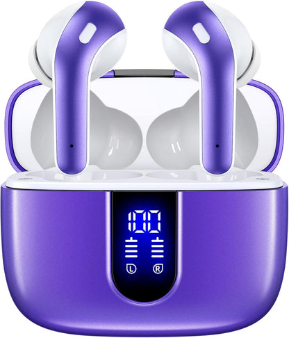 TAGRY Bluetooth Headphones True Wireless Earbuds 60H Playback LED Power Display Earphones with Wireless Charging Case IPX5 Waterproof in-Ear Ear buds with Mic for TV Smart Phone Laptop Computer Sports