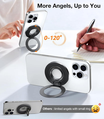 TORRAS 2025 Upgrade (Dual-Ring) Fit for MagSafe Phone Grip Ring Holder Compatible with MagSafe Kickstand Magnetic for iPhone 16/15/14/13/12/11 Samsung, Google Accessories, Black