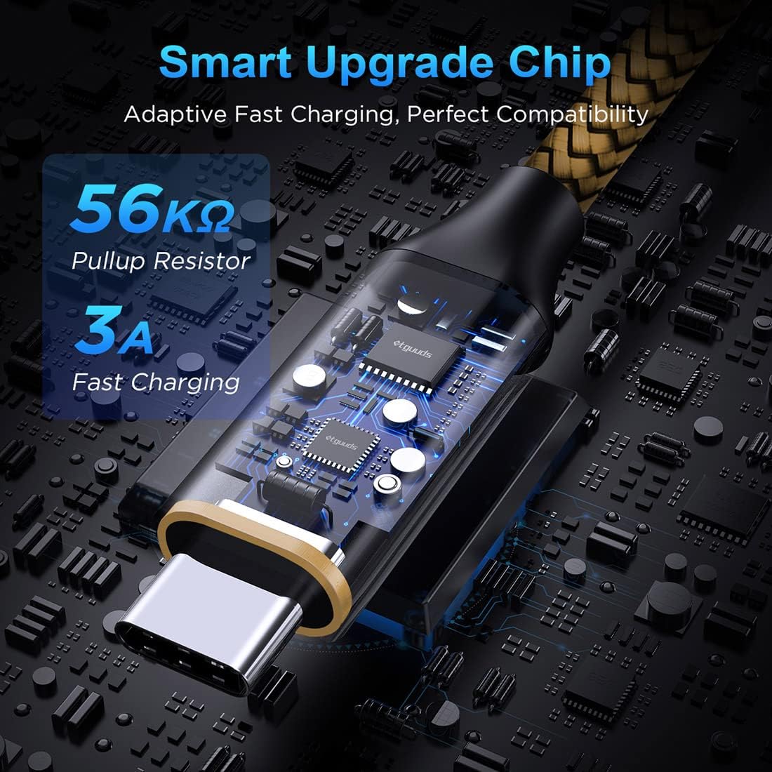 etguuds 6.6ft USB A to USB C Cable 3A Fast Charging, 2-Pack USB A to USB Type C Charger Cord for iPhone 16 15 Pro/Pro Max/Plus, for Samsung Galaxy S24 S23 S22 S21 S20 S10 A55 A54 Flip Note, Moto, Gold