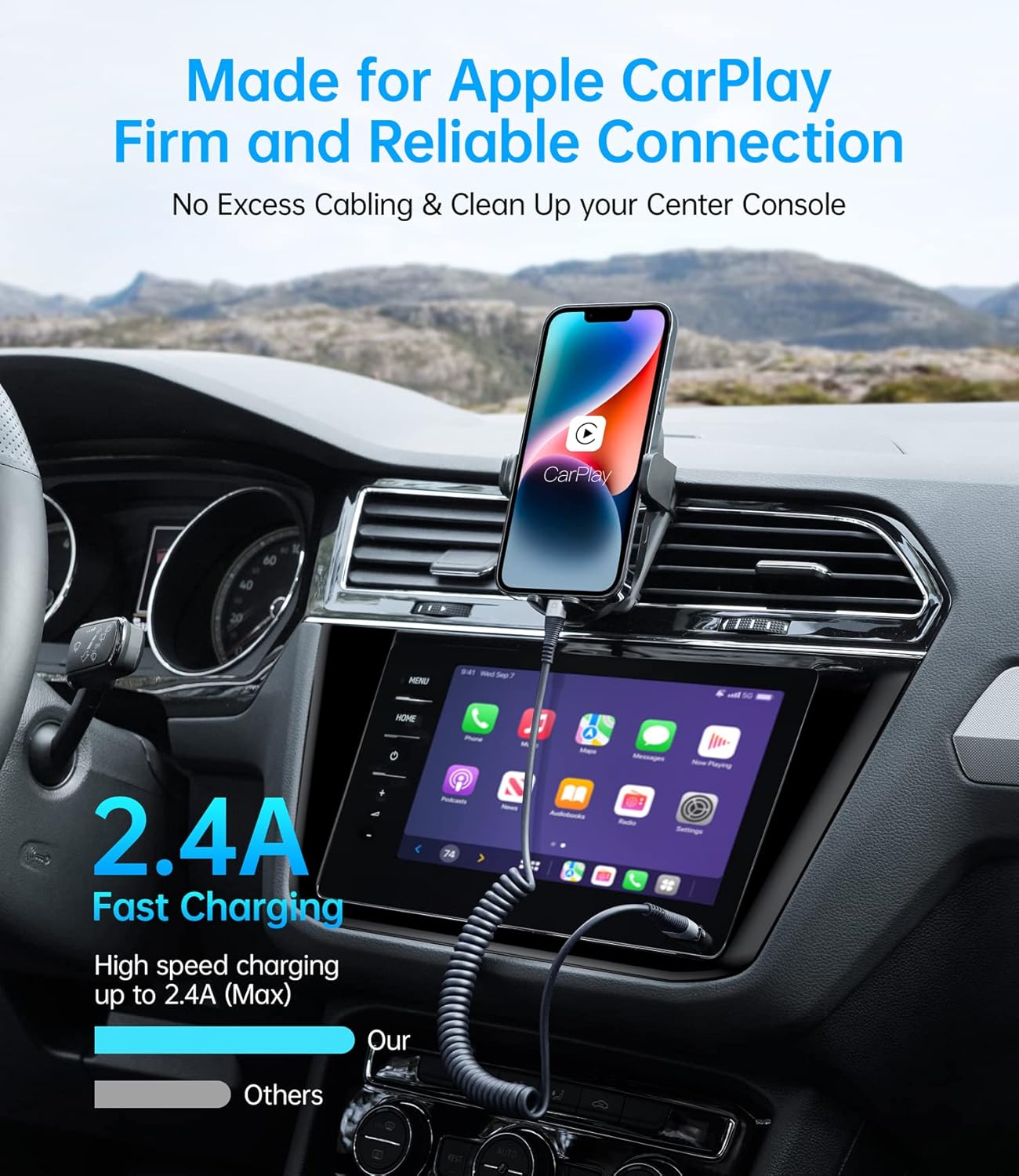 Coiled iPhone Charger Cable for Car, Lightning Cable 2 Pack 5ft, [Apple MFi Certified] Short iPhone Charger Cord Compatible with iPhone 14/13/12/11 Pro Max/XR/8/iPad/CarPlay