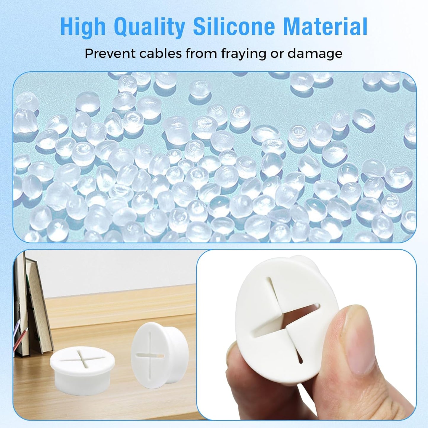 Desk Grommet, 1 in 25 mm Silicone Rubber Grommets, Yellow Desk Hole Cover for Cables, Flexible Wall Cord Pass Through Grommet for Office Table Computer Home Furniture Wire Organizer-15 Pcs