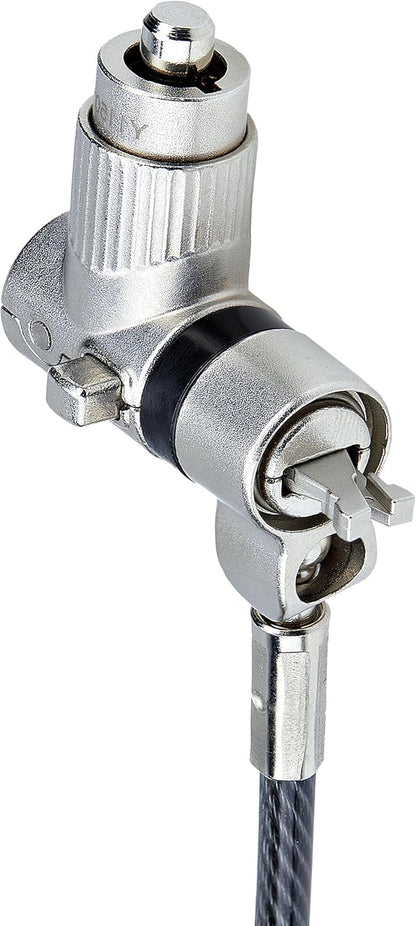 StarTech.com 3-in-1 Universal Laptop Lock 6.6ft (2m), Master Keyed Security Cable, Compatible with Noble Wedge/Nano/K-Slot; TAA