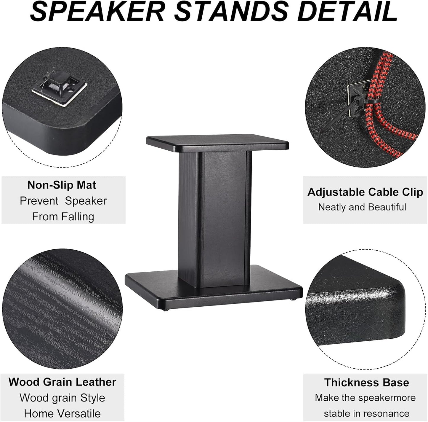MECCANIXITY Wood Speaker Stands, 2 Pack 11.8 Inch (30cm) Universal Speaker Stand Hollowed Bases Enhanced Audio Listening for Home Theaters Cinema