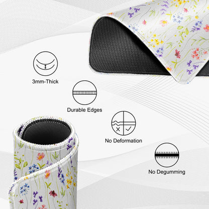 JIKIOU 3 Pack Mouse Pad with Stitched Edge, Comfortable Mouse Pads with Non-Slip Rubber Base, Washable Mousepads Bulk with Lycra Cloth, Mouse Pads for Computers Laptop Mouse 10.2x8.3in White Flowers