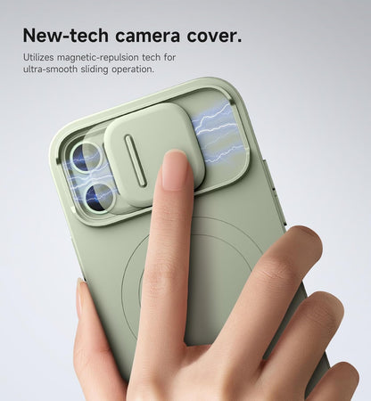 SURITCH for iPhone 12/12 Pro Case with Magnetic Camera Slide Cover and Adjustable Kickstand, Compatible with MagSafe, Shockproof Bumper Case Slim Protective Cover for iPhone 12/12 Pro 6.1 Inch, Green