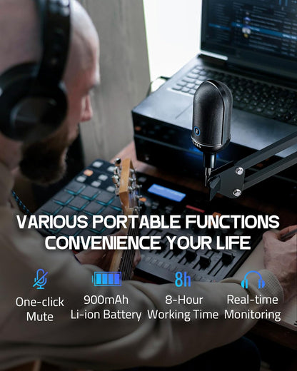 ALABS USB Wireless Cardioid Condenser Microphone for Podcast,Gaming and Home Office,100ft Signal Transmission Distance,Streaming Mic with LED Quick Mute Indicator and Noise Cancelling for PC,Mac