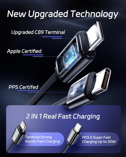 DreamBee Retractable Car Charger,66W 4 in 1 Super Fast Charge Car Phone Charger,Retractable Cables (31.5 inch) and 2 USB Ports Car Charger Adapter for iPhone 15/14/13/12 Pro Max XR,iPad,Samsung-Black