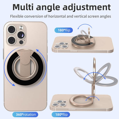 RESPECTED BRO-Magnetic-Phone-Ring-Holder with Dual Rings, Compatible with iPhone 16/15/14/13/12, Multifunctional Stand for Desk,Office,Gym,Kitchen & All Metal Surfaces, Finger Loop Grip (Desert Gold)