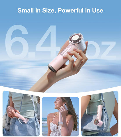 TORRAS COOLiFY iva Handheld Fan with Ice Cooler, [Chill by 50F] 0-100 Speed, Super Mini Powerful Portable Fan, 5000mAh Rechargeable Hand Held, Travel Essentials, Gifts for Dad Husband, Pink