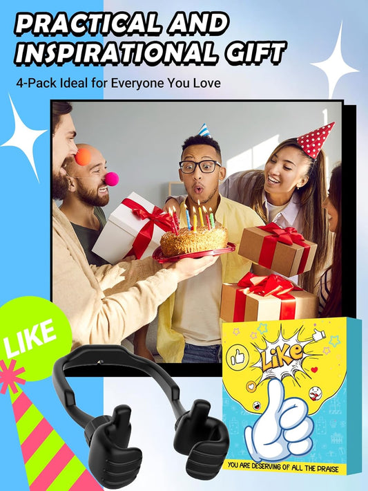 Dad Gifts for Fathers Day from Daughter Son Cell Phone Stand: 4 Pack UPGRADE Adjustable Thumbs Up Lazy Phone Holder for Desk Fun Birthday Gifts for Grandma Teens Girls Boys Adults Husband from Wife