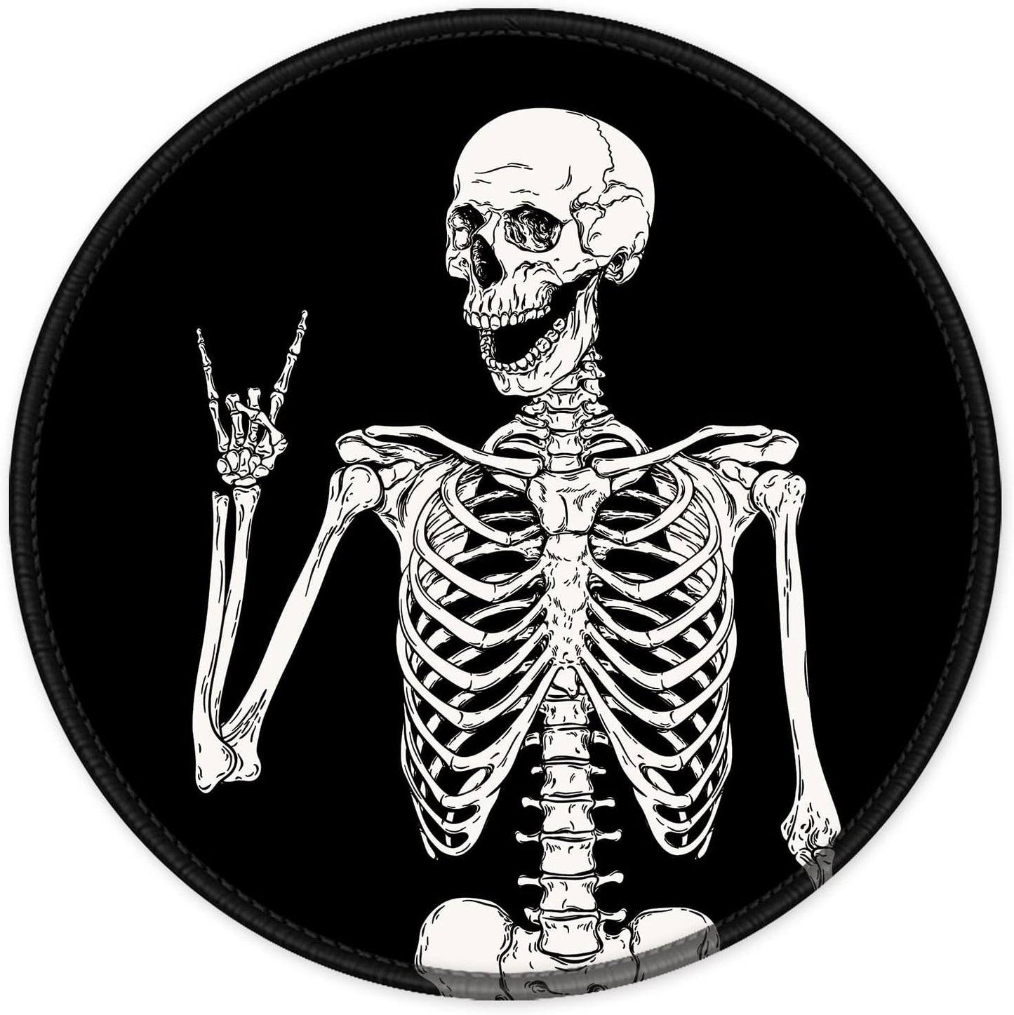 ITNRSIIET Round Mouse Pad with Stitched Edge Premium-Textured Waterproof Non-Slip Rubber Base Desktop Protection Mat Diameter 8.7 inches, Human Skeleton