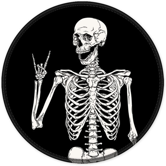 ITNRSIIET Round Mouse Pad with Stitched Edge Premium-Textured Waterproof Non-Slip Rubber Base Desktop Protection Mat Diameter 8.7 inches, Human Skeleton