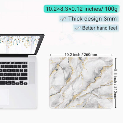 ITNRSIIET Mouse Pad with Stitched Edge Premium Textured Smooth Precise Operation Waterproof Washable Non-Slip Rubber Base Desktop Protection Mat, 10.2×8.3×0.12 inches, Gray Marbling