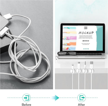 12 Pack Cable Clips, Znben Wire Organizer Holder Adhesive Cord Management Charger Wire Holder Clips for Desk, Home, Office, Car, Cubicle, Nightstand White