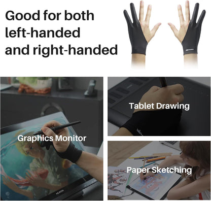 HUION Palm Rejection Artist Glove Two-Finger Glove for Graphic Drawing Tablet iPad Monitor Painting, Paper Sketching, Good for Left and Right Hand
