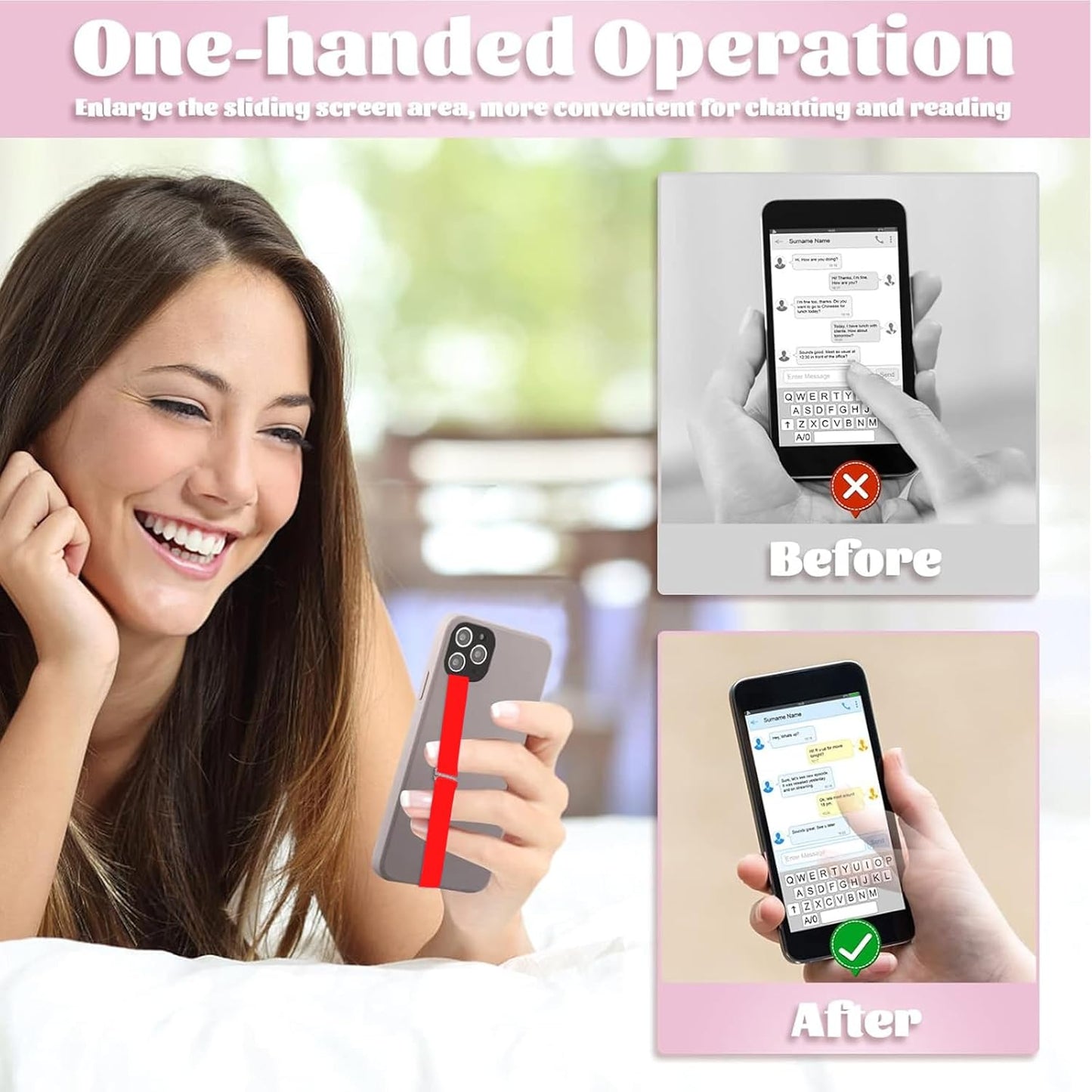 Silicone Phone Strap Holder for Hand, 3pcs Grips for Case with Clip of Phone Finger Grip Strap as Loop Holder for iPhone 15/15 Pro, Android(230, 3 Red)