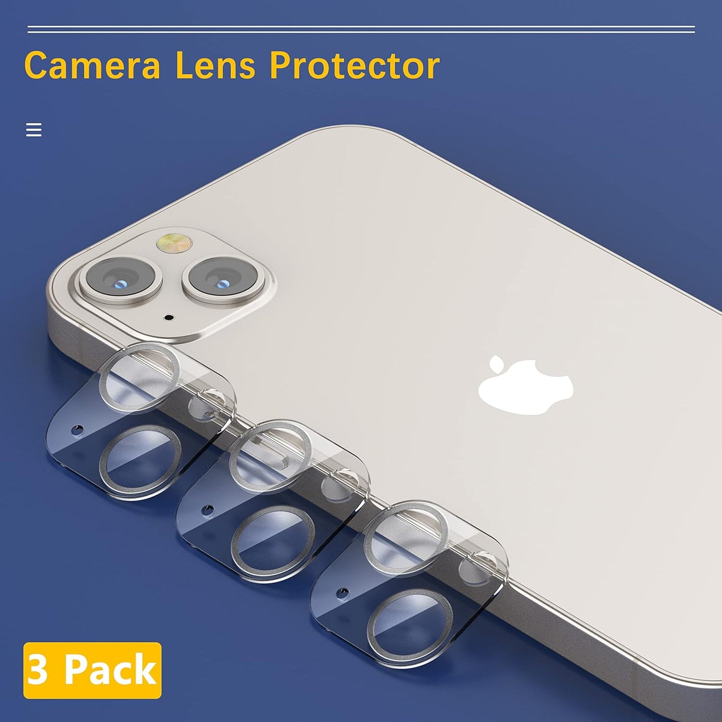 UniqueMe [3 Pack Compatible with iPhone 13 6.1" / iPhone 13 Mini 5.4" Camera Lens Protector Tempered Glass, [Case Friendly][New Version][Scratch-Resistant][Easy Installation] - Silver Circle