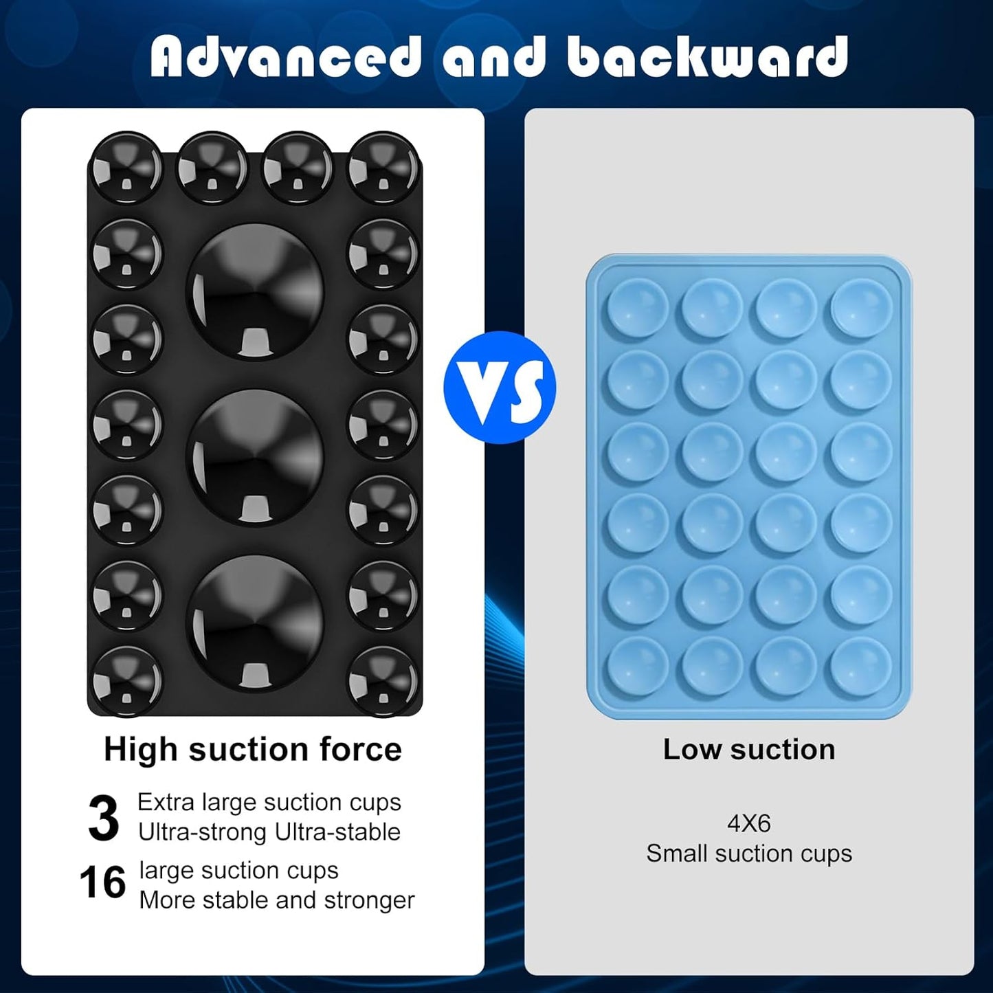 2024 Upgrade 2PCS Silicone Suction Cup Phone Case Adhesive Mount,Adhesive Grip, Sticky Suction Cup Phone Holder & Suction Phone case Holder TikTok & Selfies (Black, 3+16 Single Sided)