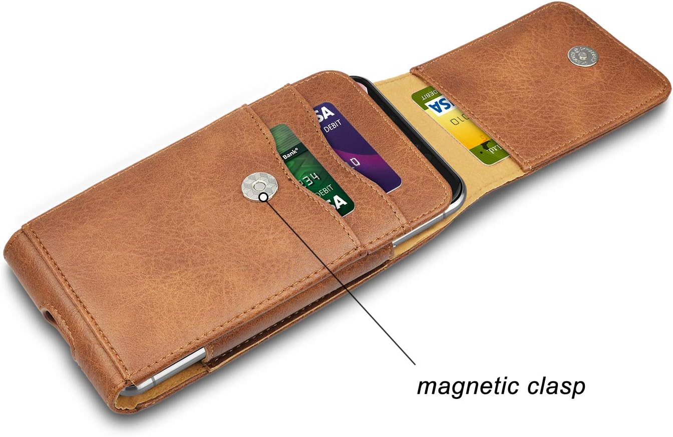 Phone Holster for Samsung Galaxy S24 S23 S22 S21 S20 FE S10 S9 A51 A52 A53 Note 20 Note 10 Plus LG Stylo 5 PU Leather Case Pouch Belt Phone Holder with Belt Clip,Brown