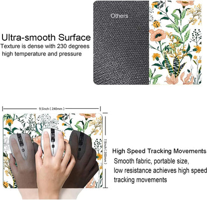 Mouse Pad, Premium-Textured Mouse Mat, Non-Slip Rubber Base Mousepad for Laptop, Computer & PC,9.5×7.9 in, Creamy White Floral