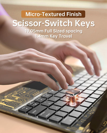 Intermerge Clear Keyboard Case for iPad Air 13" (M3/M2, 2025/2024) & Pro 12.9" (2022-2018) - 360° Rotatable Trackpad, RGB Backlit Keyboard, Pencil Holder, Power Indicator, Type-C, Shadow Pulse