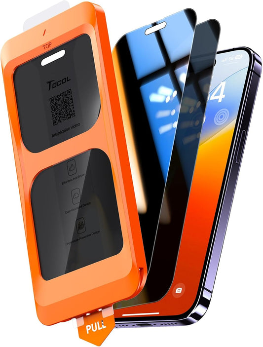 TOCOL for iPhone 14 Pro Privacy Screen Protector True 25°Anti Spy 9H+ Hardness Tempered Glass for iPhone 14 Pro Full Coverage Screen Protector Easy Installation 2 Pack