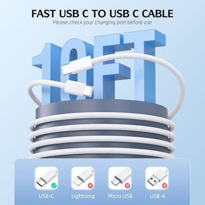 Fast Charging iPhone 16 Pro Charger,2-Pack 10 FT Long USB C Charger Woven Cable with 20W USBC Fast Charger for iPhone 16e/16 Pro/16 Pro max/16 Plus/16/iPhone 15/15 Pro/15 Pro Max/15 Plus,iPad Pro