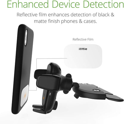 iOttie Auto Sense Qi Wireless Car Charger - Automatic Clamping Wireless Charging CD Slot & Air Vent Phone Mount Combo for Google Pixel, iPhone, Samsung Galaxy, Huawei, LG, and other Smartphones