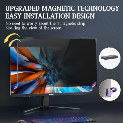 Magnetic Computer Privacy Screen 24 inch, Hanging Privacy Screen for Computer Monitor for 16:9 Frameless Monitor, Eye Protection Anti Glare Anti Blue Light Filter