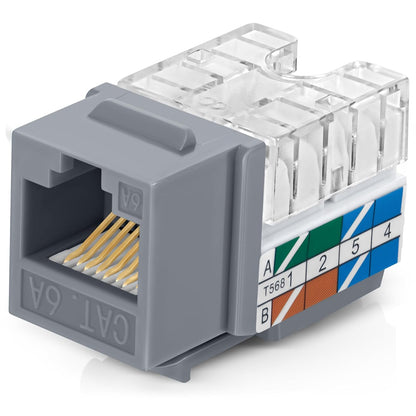 Everest 90° Angled RJ45 Cat6A Keystone Jacks 50-Pack in Gray - Slim Profile Female RJ45 Connectors - Cat 6A Keystone Jack - Compatible with 90° Angled Speed Termination Tool - easyJACK (B094WB91H3)