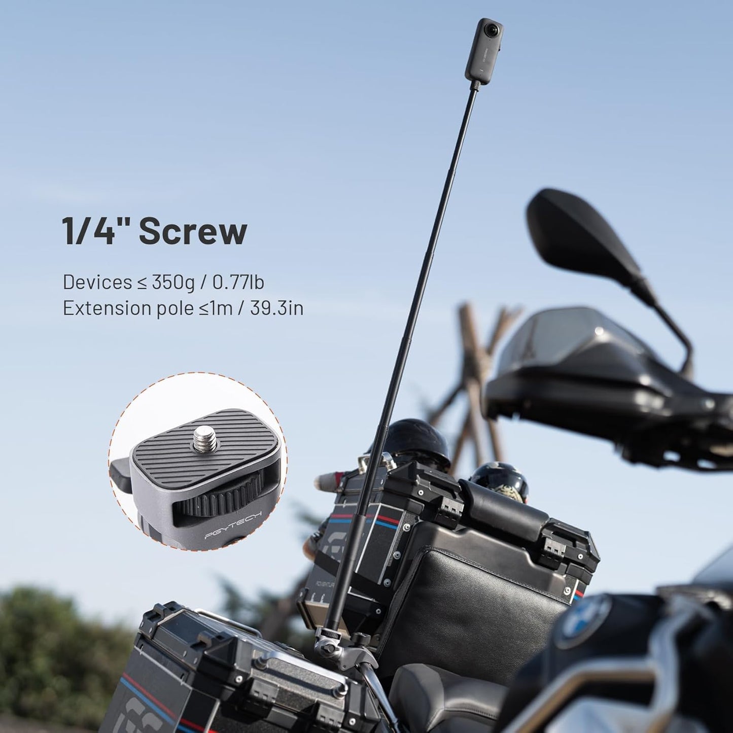 PGYTECH CapLock Super Clamp Mount, Aluminum Alloy Bracket for Insta360 Ace Pro2/X5/X4/X3, Crab Heavy Duty Clamp with 1/4" Screw for Gopro 13/12/11/Osmo Action 5 Pro/4/3/Pocket Action Camera