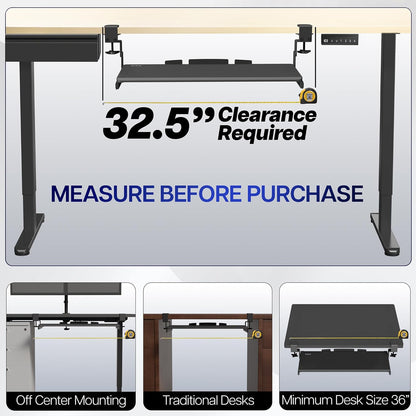 VIVO Large Height Adjustable Under Desk Keyboard Tray, C-clamp Mount System, 27 (33 Including Clamps) x 11 inch Slide-Out Platform Computer Drawer for Typing, Light Wood, MOUNT-KB05HA