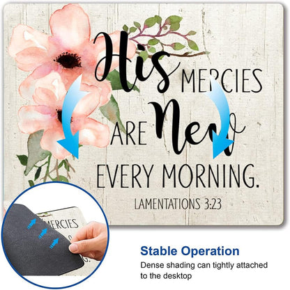 Hokafenle Square Mouse Pad, Inspirational Quote Mouse Pad with Floral Design, Motivational Mouse Mat Waterproof Mousepad Non-Slip Rubber Base Mouse Pads for Office Laptop