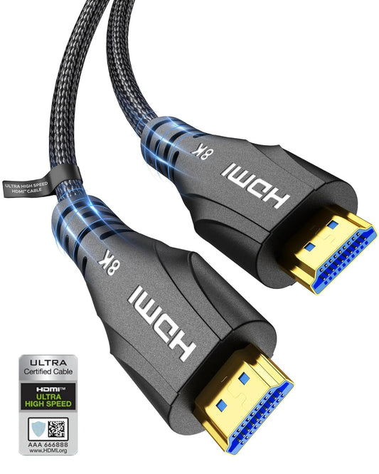 HDMI Cable 15FT Long - Certified 8K Ultra High Speed HDMI Cable,48Gbps Braided HDMI Cord,8K 60hz,4K 120hz,eARC,HDCP 2.2&2.3 - Compatible for HDTV/PS5