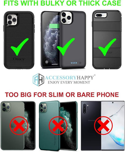 AH Heavy Duty Nylon Phone Holster for iPhone 11, 12 Pro, Carrying Pouch Holder with Belt Loopfor iPhone 8 7 SE 2020 6s 6 X Xs XR Galaxy fit Otterbox or Thick Case (Medium)