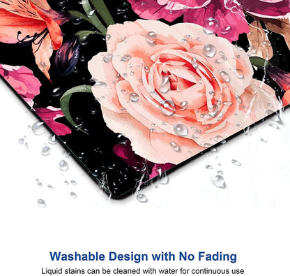 Watercolor Rose Flower Mouse Pad, Floral Mouse Pad Custom Design, Square Waterproof Mouse Pad Non-Slip Rubber Base MousePads for Office Laptop, 9.5x7.9x0.12 Inch